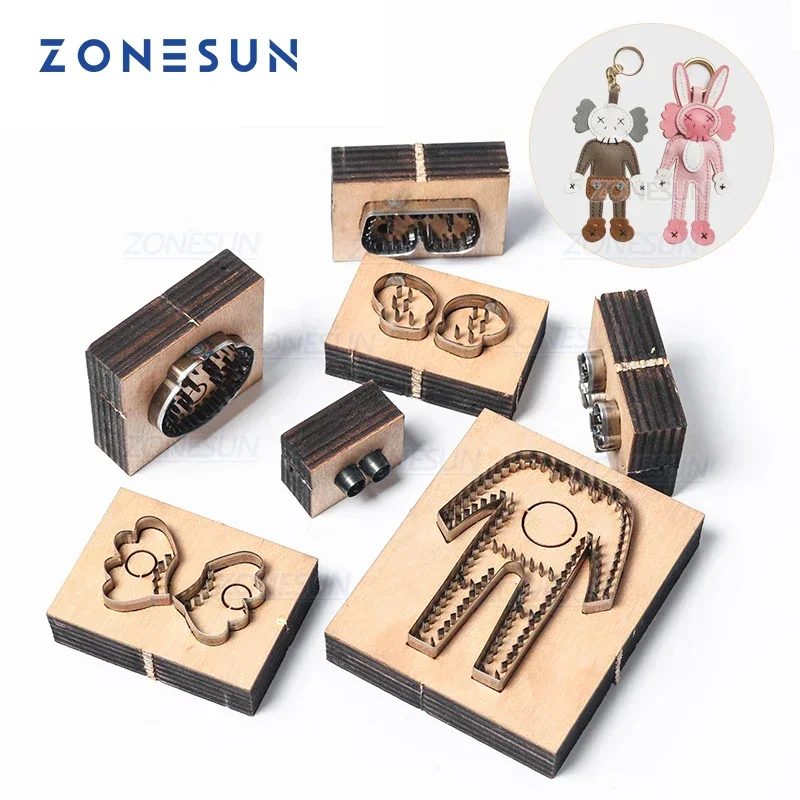 ZONESUN Customized Leather Cutting Die  DIY Key Ring Wooden Template Knife Punching Key Chain Cutting Mould Cutter Leather Tools