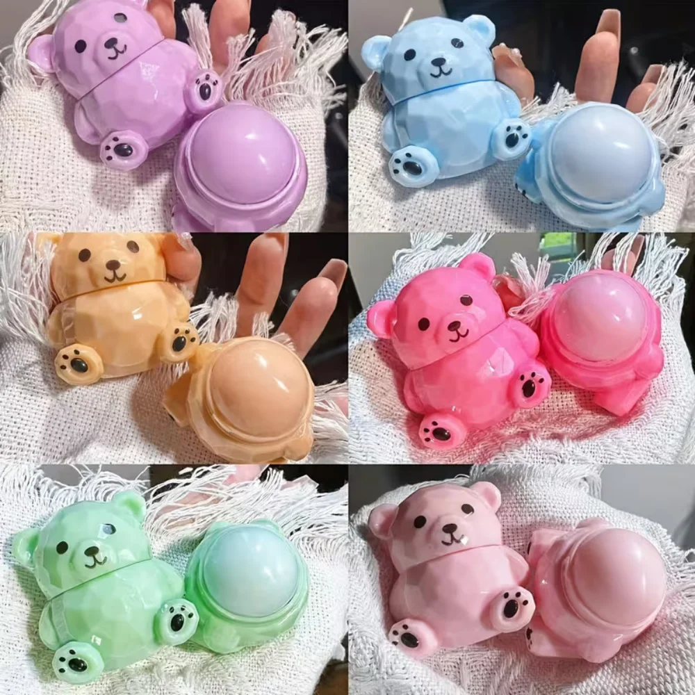 1 stuks schattige beer lippenbalsemset met fruitsmaak - hydraterend en voedend, perfect voor alle huidtypes, ideale vakantiegeschenkdoos