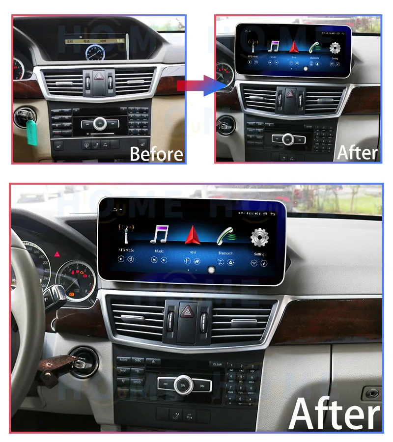 Android 14 AUTO For Mercedes Benz E Class W212 2009 - 2012 Apple Carplay 8 Core Car Video Player Navigation Multimedia Screen 4G