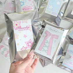 50pcs Mirror Silver Photocard Sleeves Self-adhesive Card Cover Idol Photo Packaging Bag Self Sealing Bag Gift Card Protector