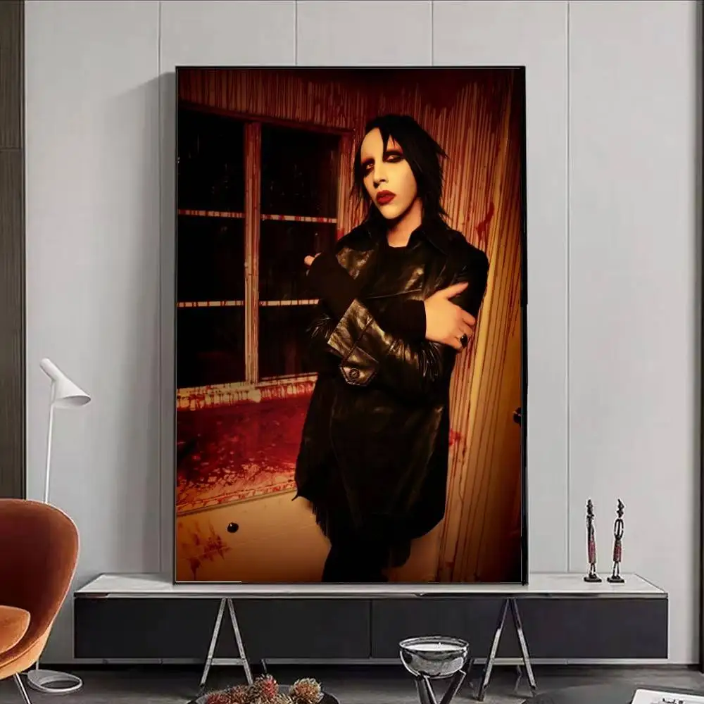 Rock Singer M-Marilyn M-Manson Posters Fancy Wall Sticker for Living Room Bar Decoration Wall Decor view 6