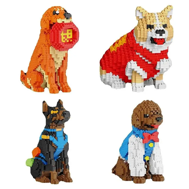 

Мини-строительные блоки, комплект модели собаки - креативный набор игрушек «сделай сам» для детей и взрослых, Тедди Корги-колли, кирпичи в стиле домашних животных, подарок для начинающих