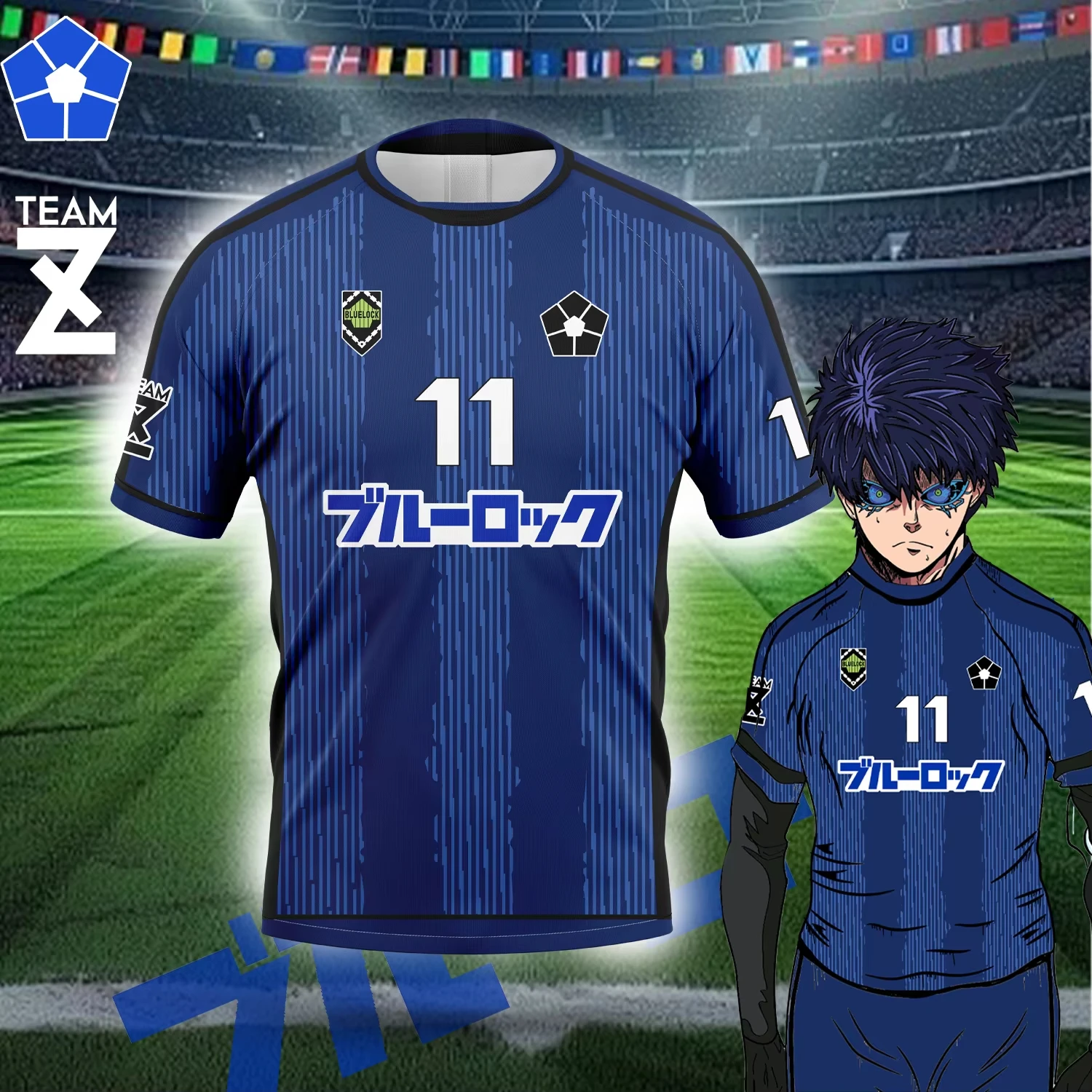 

Anime Blue Lock TEAM-Z Club Tee Eleven Jersey Isagi Nagi T-shirt Men And Women Clothing Character Print Tops Mans T Shirts