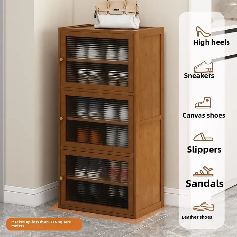 Exquisite Shoe cabinet, narrow transparent shoe rack  floor-to-ceiling multi-layer storage artifact, dustproof and simple shelf.