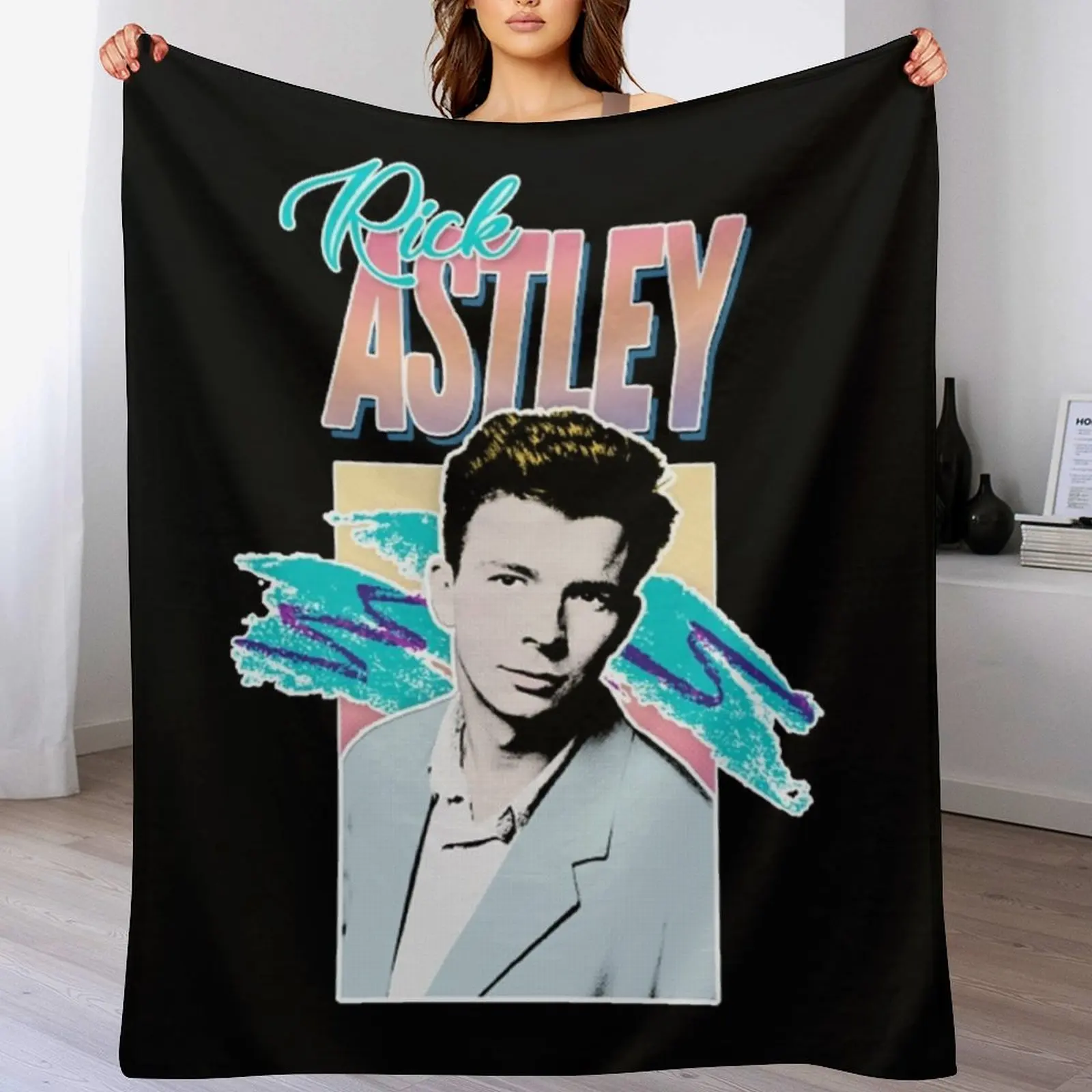 

Rick Astley 80s Aesthetic Tribute Throw Blanket Soft Plush Plaid Beautifuls for sofa Blankets