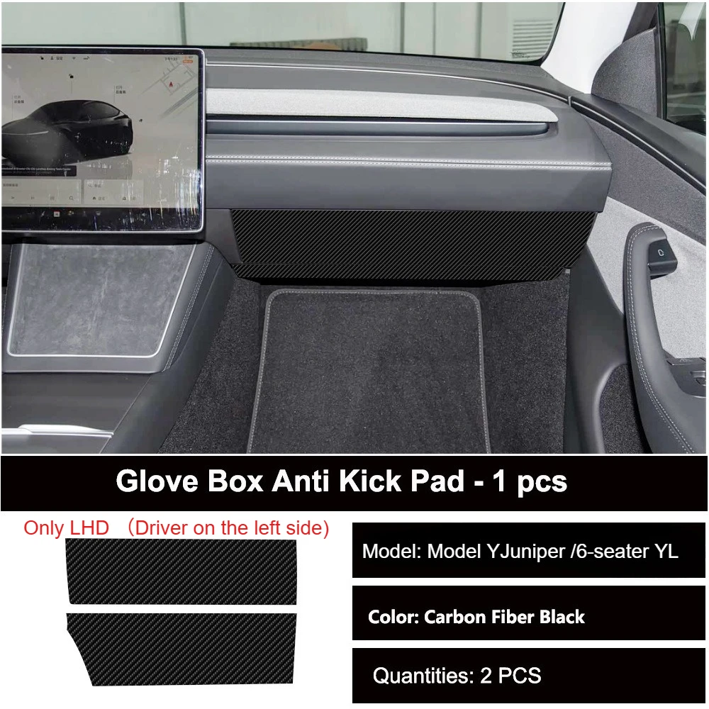 Anti-Kick-Pads für Autotüren für Tesla Model 3 Highland, Model Y Juniper YL 2021-2026, Schutzsticker für Handschuhfach, PU-Leder-Pads – Detail 24