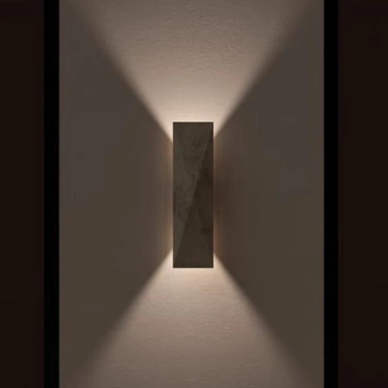 Chinese Retro Wabi-Sabi Yellow Travertine LED Wall Lamp Decor Light for Bedroom Living Room Background Wall Corridor & Staircase