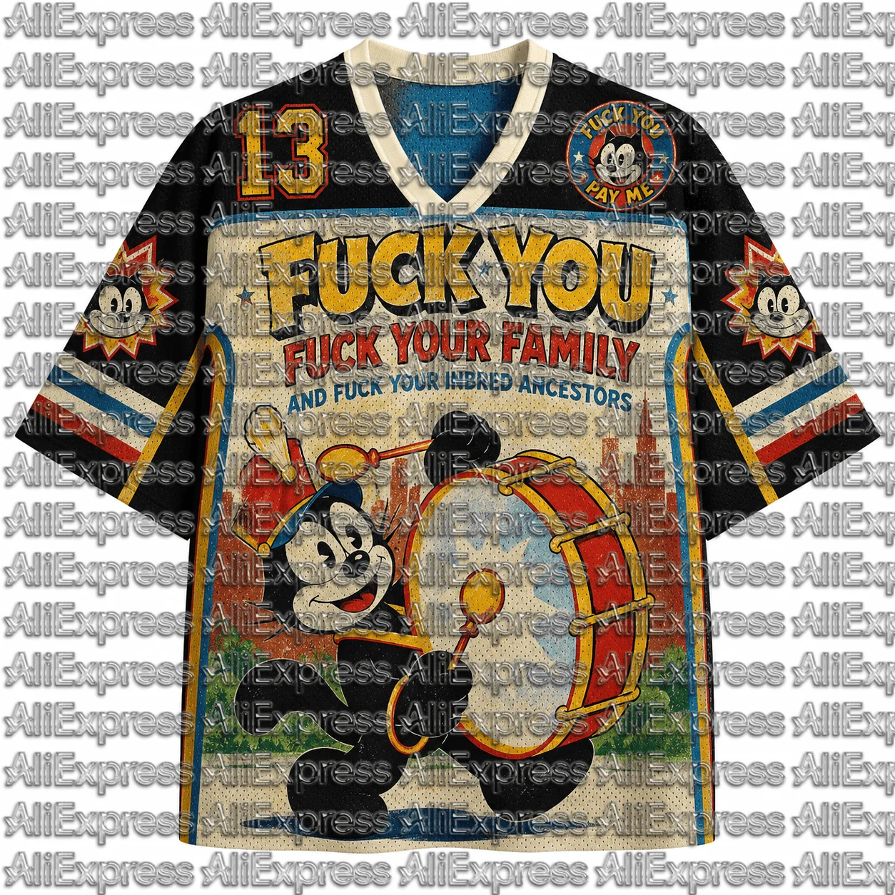 2026 Popular 80s Themed Sports Fashion Short Sleeved V-neck Mesh Streetwear Retro Band Movie Game Fan Gift T-shirt