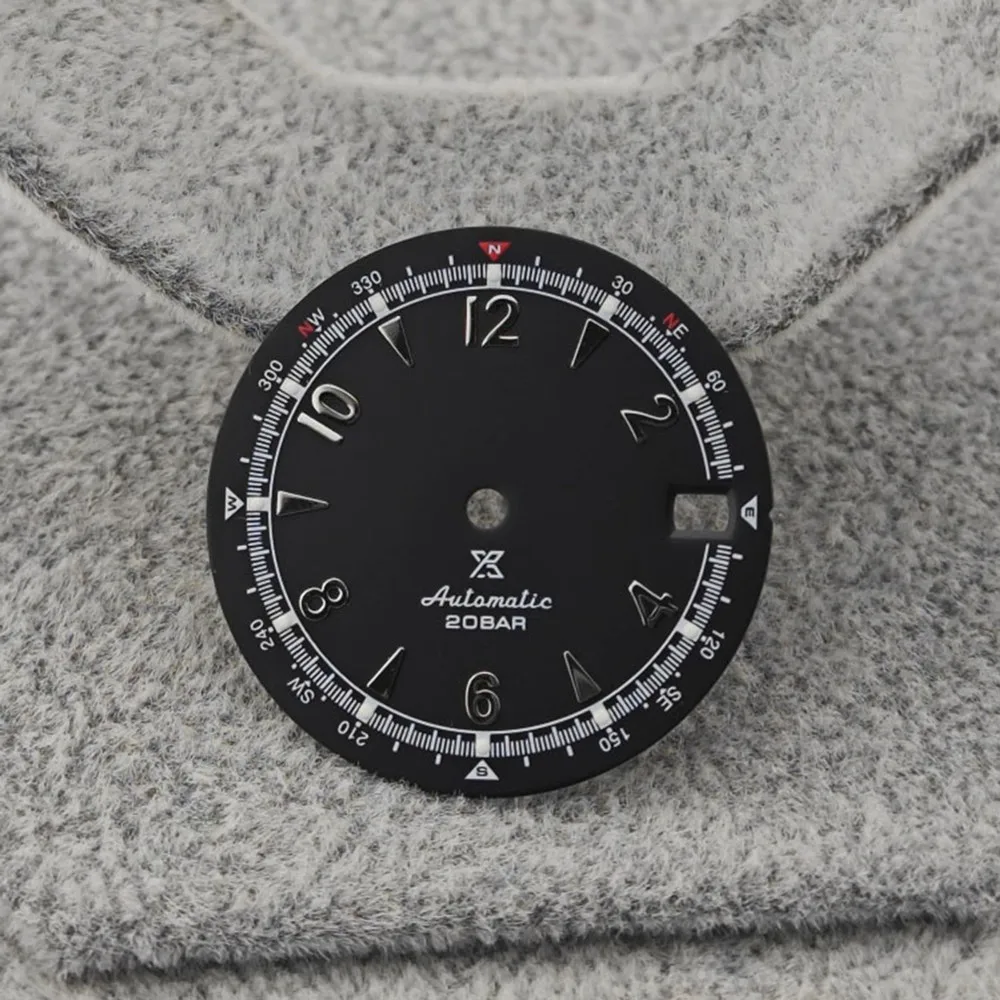 หน้าปัดนาฬิกาสไตล์เรโทรใหม่ ขนาด 28.5 มม. สีเขียวเรืองแสง สำหรับกลไก NH35A NH36 4R 7S พร้อมปฏิทินเดี่ยว