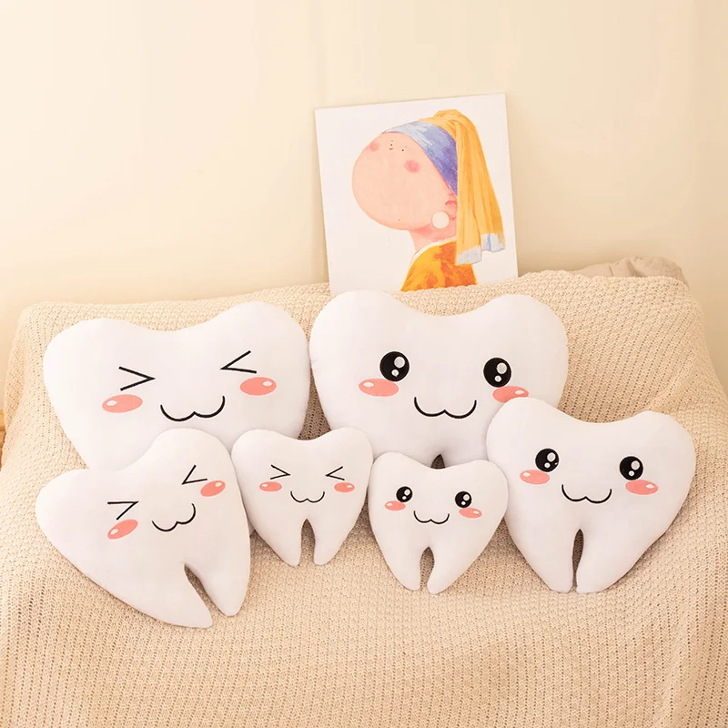 20-40cm kawaii realista dente brinquedos de pelúcia bonito dentes brancos recheado travesseiro macio engraçado sofá almofada decoração presente para meninos e meninas