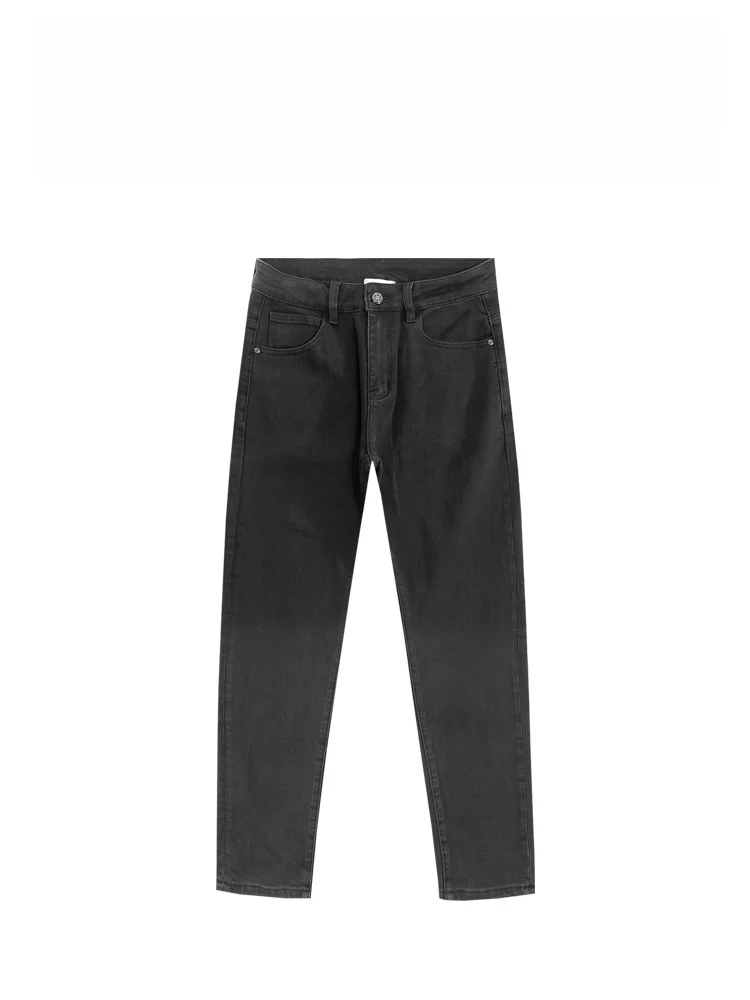 

Мужские джинсы Slim Fit: модные повседневные прямые брюки с высокой талией, 3D-крой, из смесового хлопка и полиэстера, на все сезоны