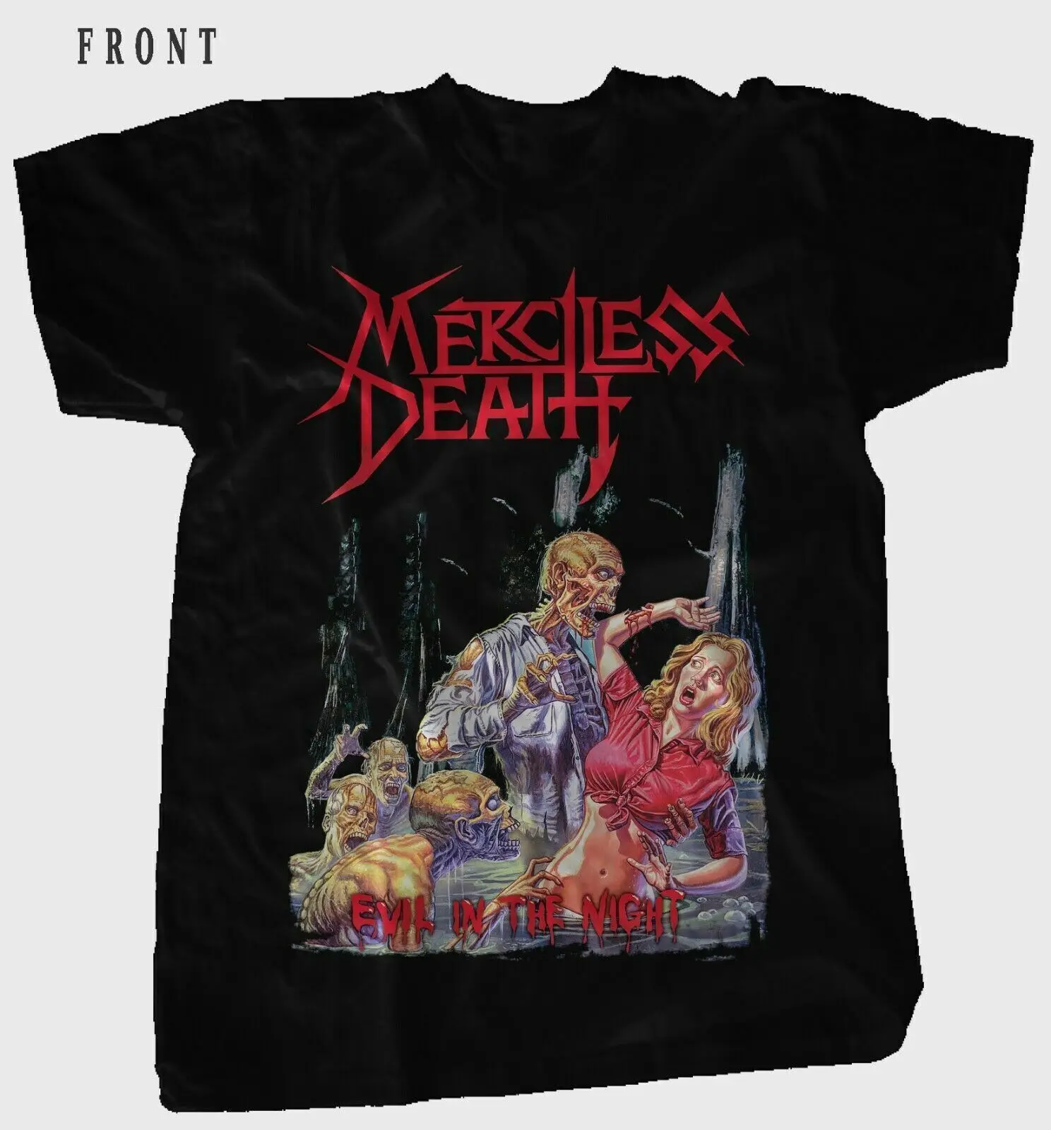 MERCILESS DEATH - Evil in the Night T-Shirt Unisex Tee Size S-5XL