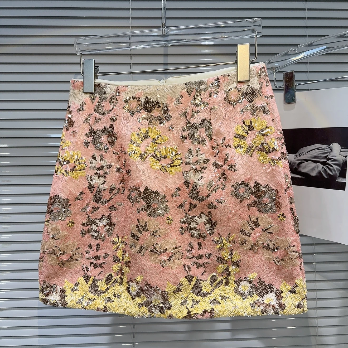 

2025 summer new color bead flower heavy industry A-line skirt skirt women