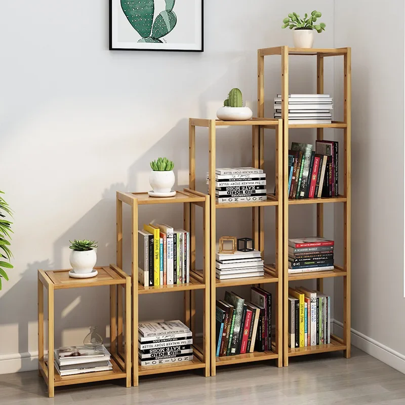 Simple Bamboo Bookshelf,Floor Shelf With Wheels ,Living Room Bookcase,Household Multi-Layer Storage Rack Bathroom Accessories