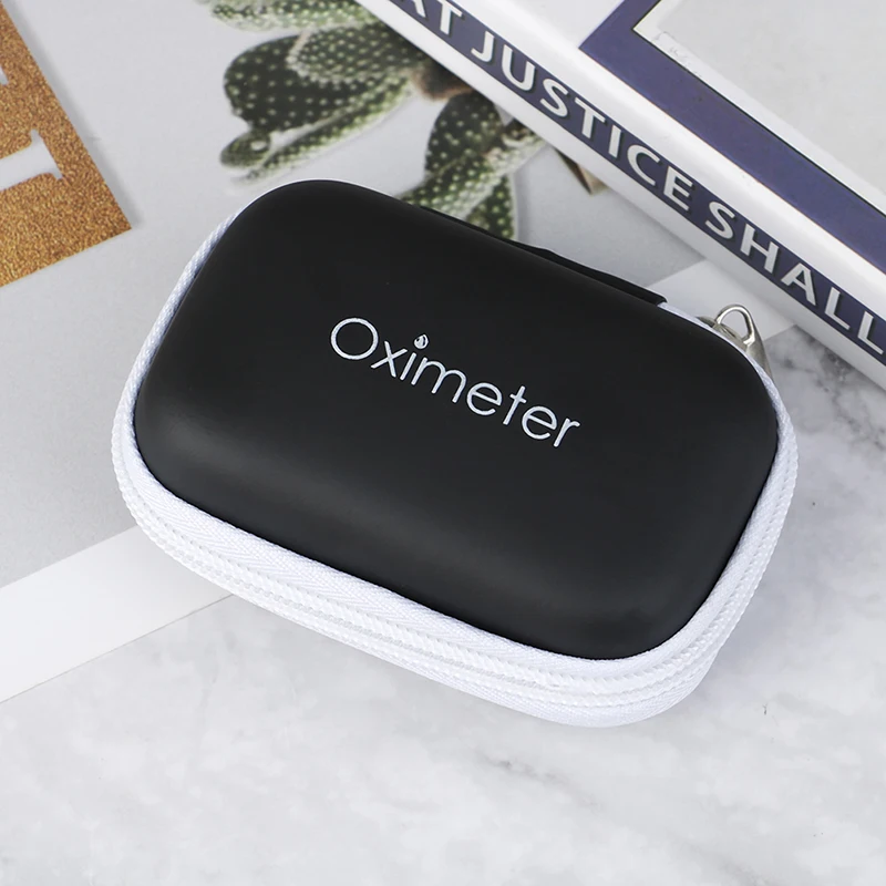 1Pc Black Storage Bag for Finger Pulse Oximeter Reasonable Design Strong Space Protective Cover Zipper Hard Bracket Accessories
