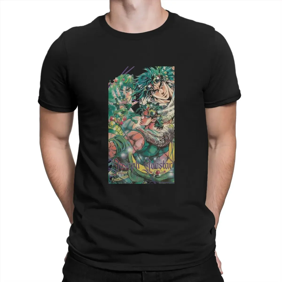 Joseph Joestar Men's T Shirts JoJo Bizarre Adventure Vintage Tees Short Sleeve Crew Neck T-Shirt Cotton Summer Clothing