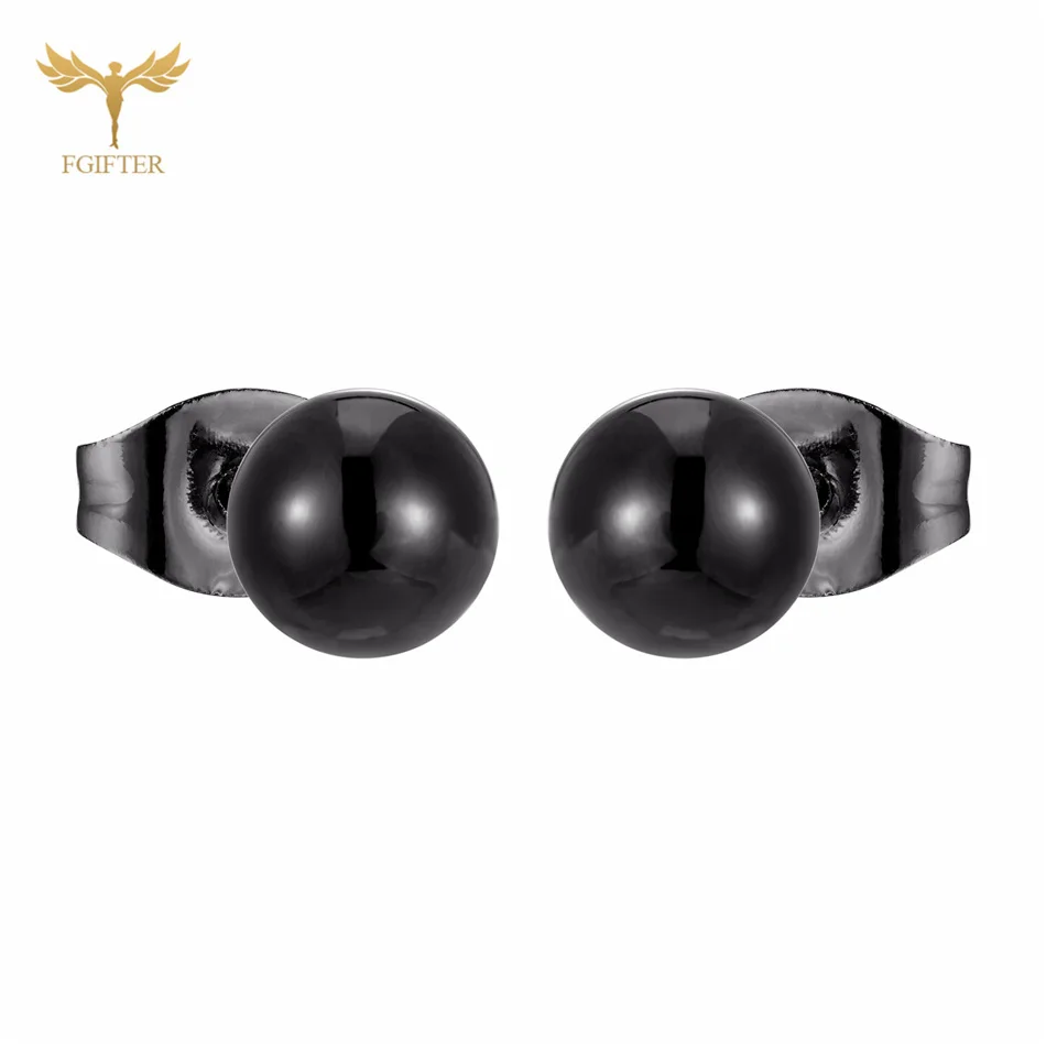 Wholesale 2-8mm Black Ball Earrings Set Stainless Steel Stud Earrings for Women Men Young Teen Ear Lobe Porous Piercings Jewelry