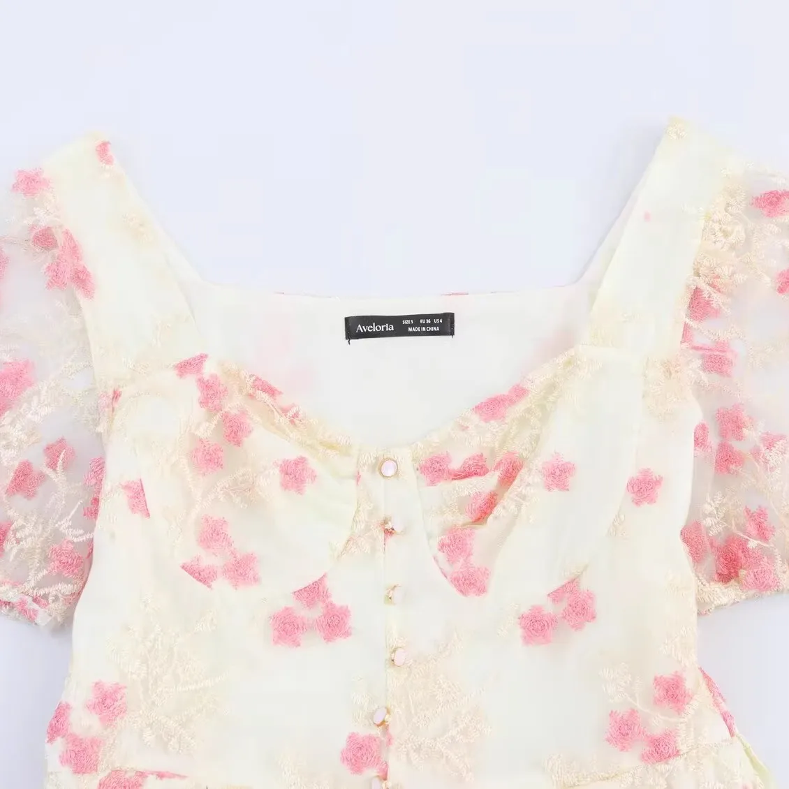 ZBZA ربيع جديد للسيدات تصميم عصري مطرز بأكمام فقاعية تنورة طويلة أنيقة عالية الخصر من البوليستر فستان الأميرة الخيالية