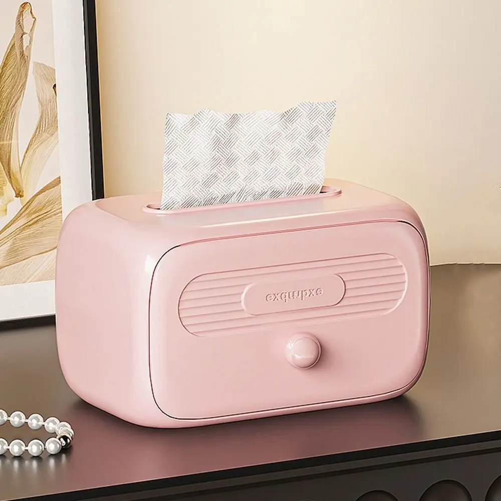 

Plastic Tissue Storage Boxes Rectangle Desktop/Wall Mounted Napkin Extraction Box Space Saving with Spring Paper Drawing Box