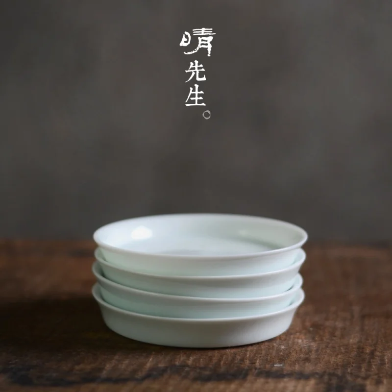 Cup Saucer Tea Mat White Coaster Kung Fu Insulation the Saucer Creative Ceramic Saucer Thickened Japanese Tea Set Tea Ceremony U