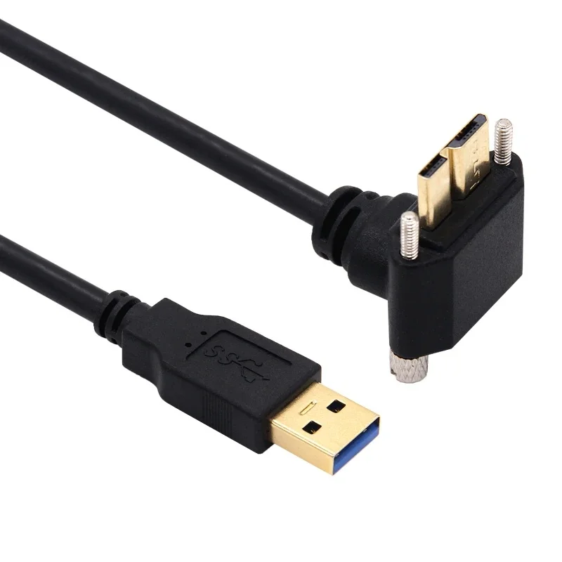USB 3.0 Male to USB3.0 Micro/B Male 90 Degree Up & Down & Left & Right Angled With Lock Screws Mount Data cable
