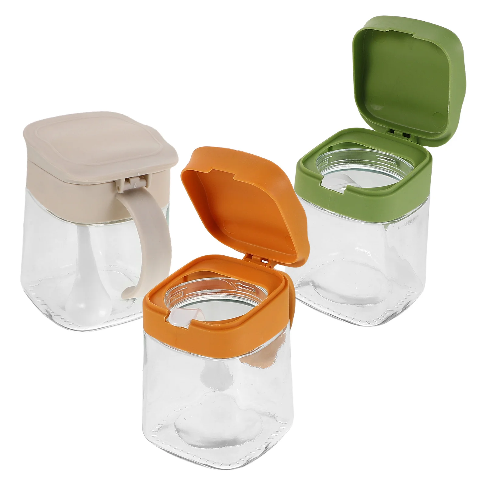 

3 шт., прозрачные стеклянные банки для приправ, откидная крышка, герметичные контейнеры для хранения приправ, кухонная коробка для специй, элегантные стеклянные банки для специй