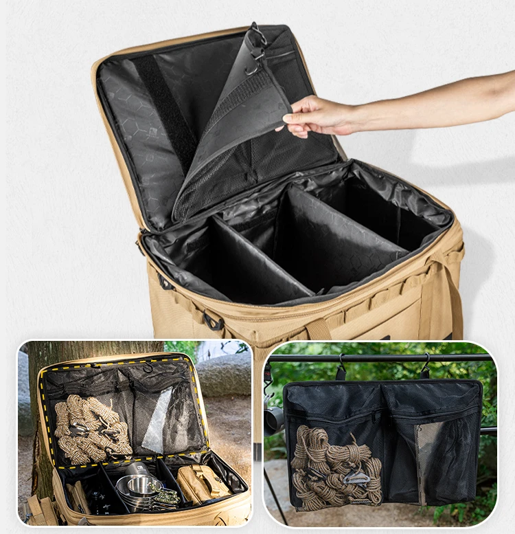 Outdoor camping equipment storage bag large capacity heightening tableware stove finishing box folding sundries bag