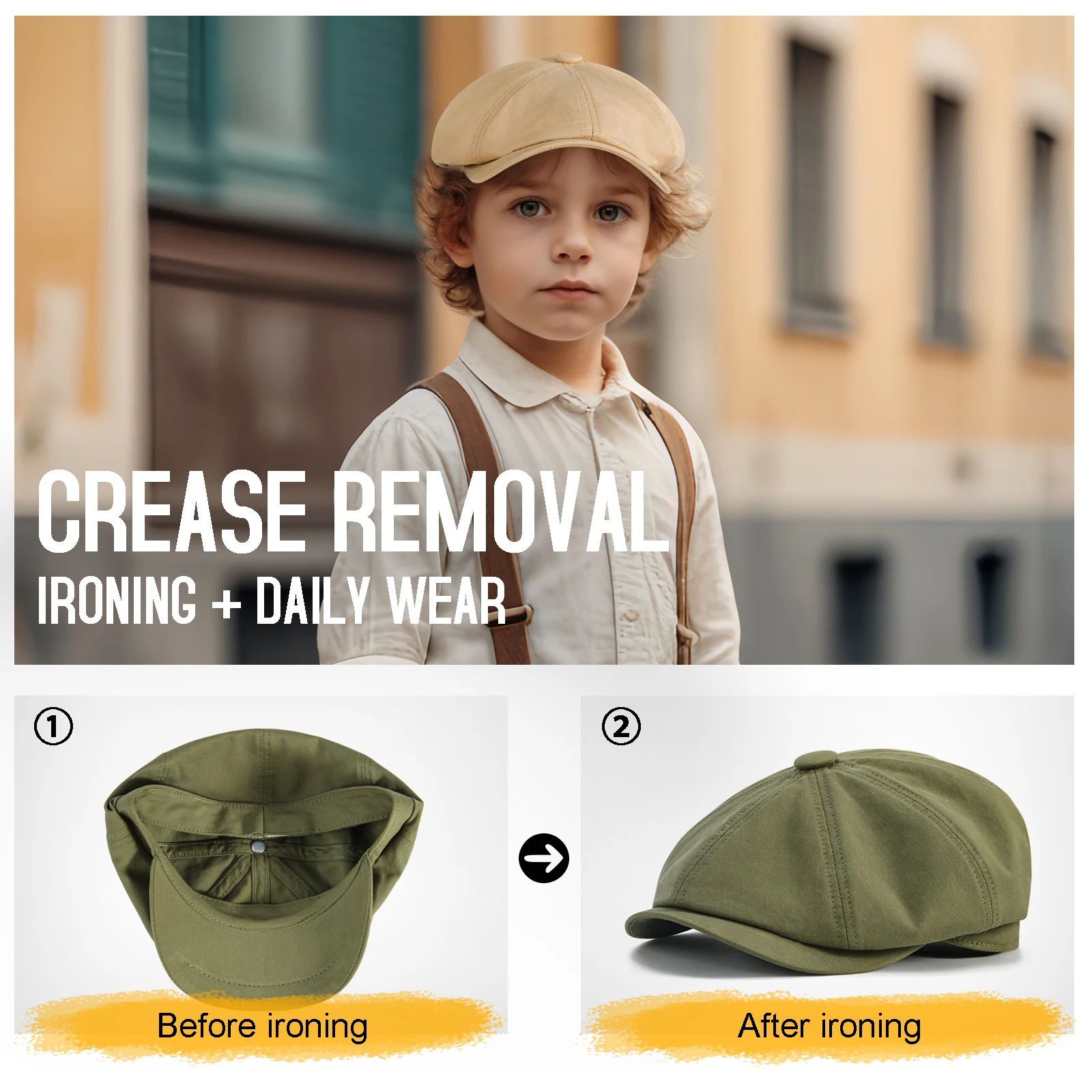 JANGOUL Kids Boys Vintage Cotton Newsboy Cap 8 Panel Toddled Ivy Cabbie Hat Youth Spring Summer Autumn Outfit Causal Beret Cap 4