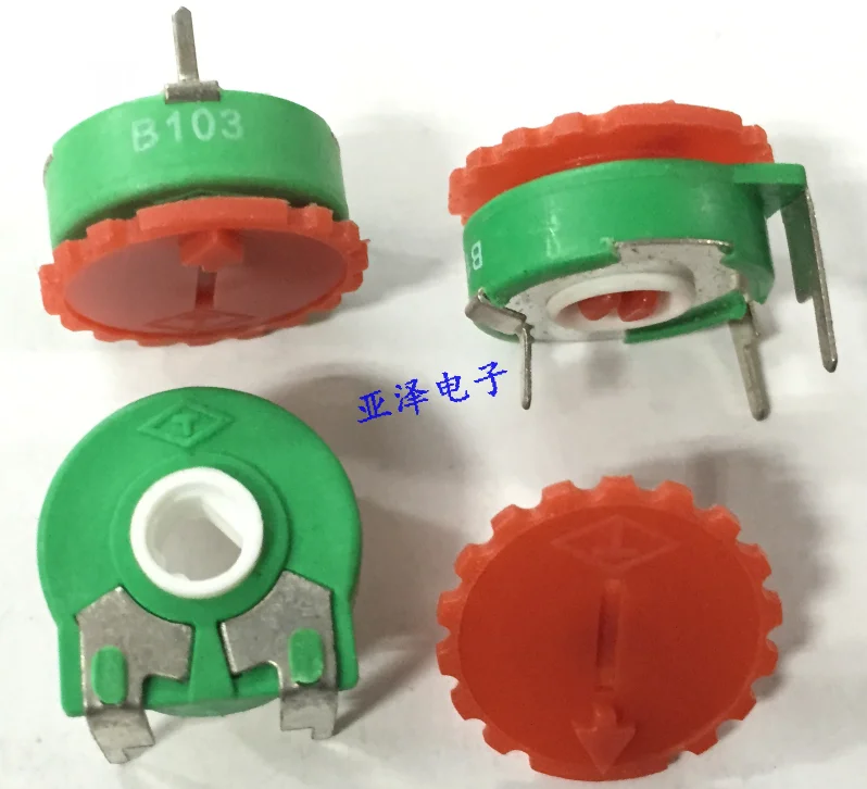 3PCS/LOT Spanish T-brand adjustable potentiometer PT15-B10K with wheel horizontal elliptical hole rotation adjustable resistor