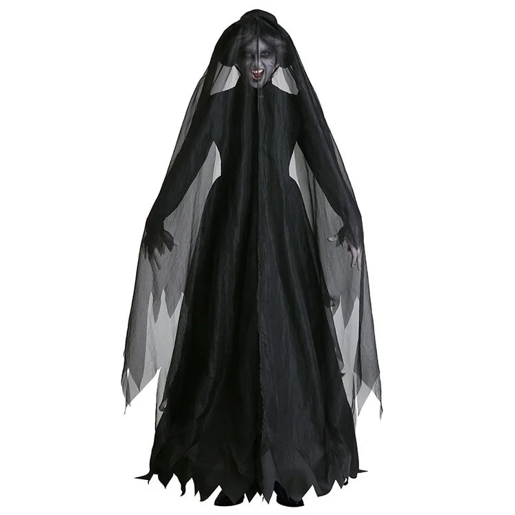 

New Adult Halloween Cosplay Demon Ghost Princess Black Dress Lich King Vampire Cosplay Costume Ghost Bride Costume