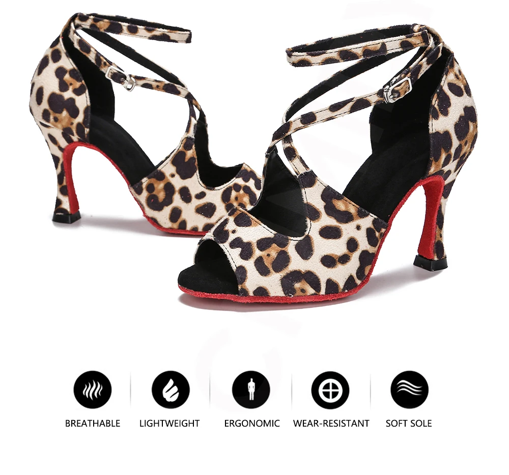 CINMIDY Leoparden-Latin-Tanzschuhe, Damen-Ballsaal-Tanzschuhe, Tango- und Salsa-Tanzschuhe, weiche Innensohle, Partyschuhe, Damensandalen. – Detail 4