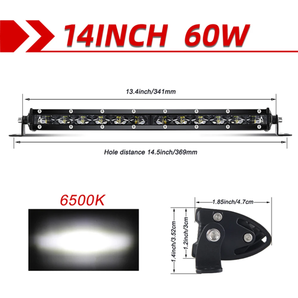 6D Ultra Strip LED Light Bar 8" 14" Inch Driving Fog Lamp Work Light 4x4 Led Bar For Motorcycle Car Offroad SUV ATV Tractor Spot - view 6