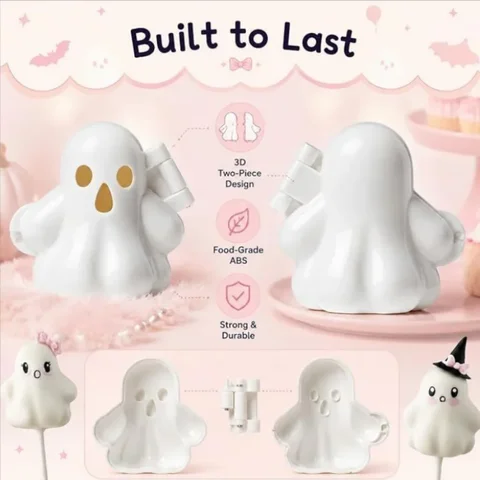 Halloween Cake Pop Mold Ghost Theme Cake Pop Mold for Fondant Chocolate Lollipops Treats Halloween Party Baking Tools