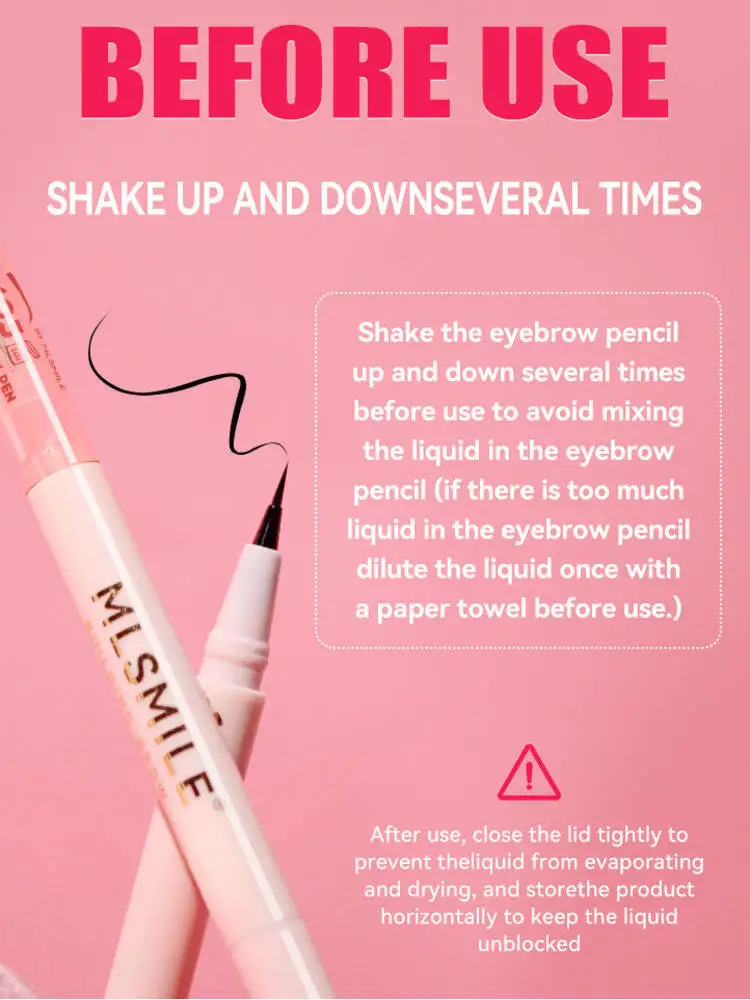 MLSMILE 4-farbiger, doppelseitiger, formender Augenbrauenstift, langlebige Einstellung, natürlich schlanker flüssiger Eyeliner, neu