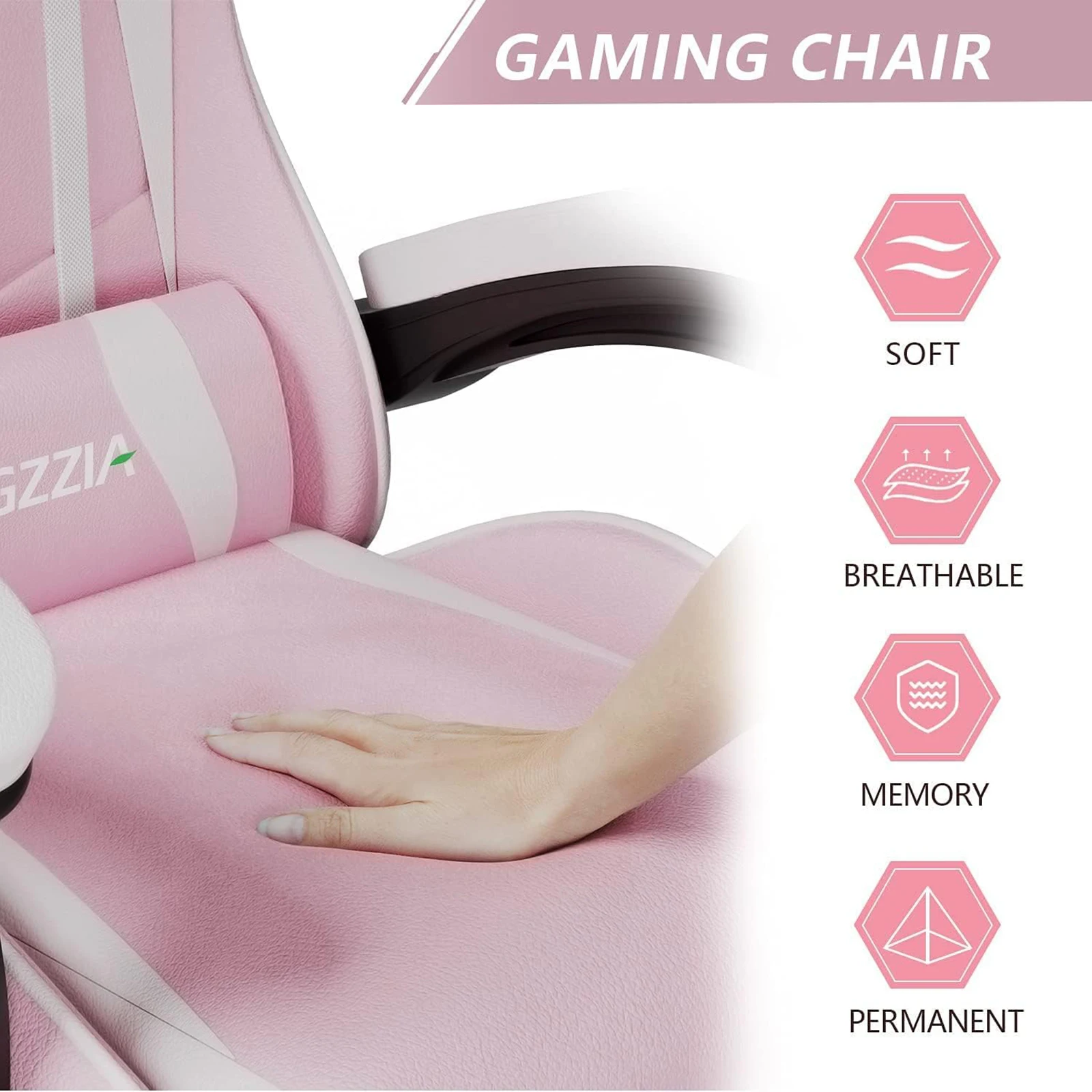 Silla ergonómica para juegos, sillas para jugadores con cojín lumbar + reposacabezas, silla de oficina para ordenador ajustable en altura para niñas y niños