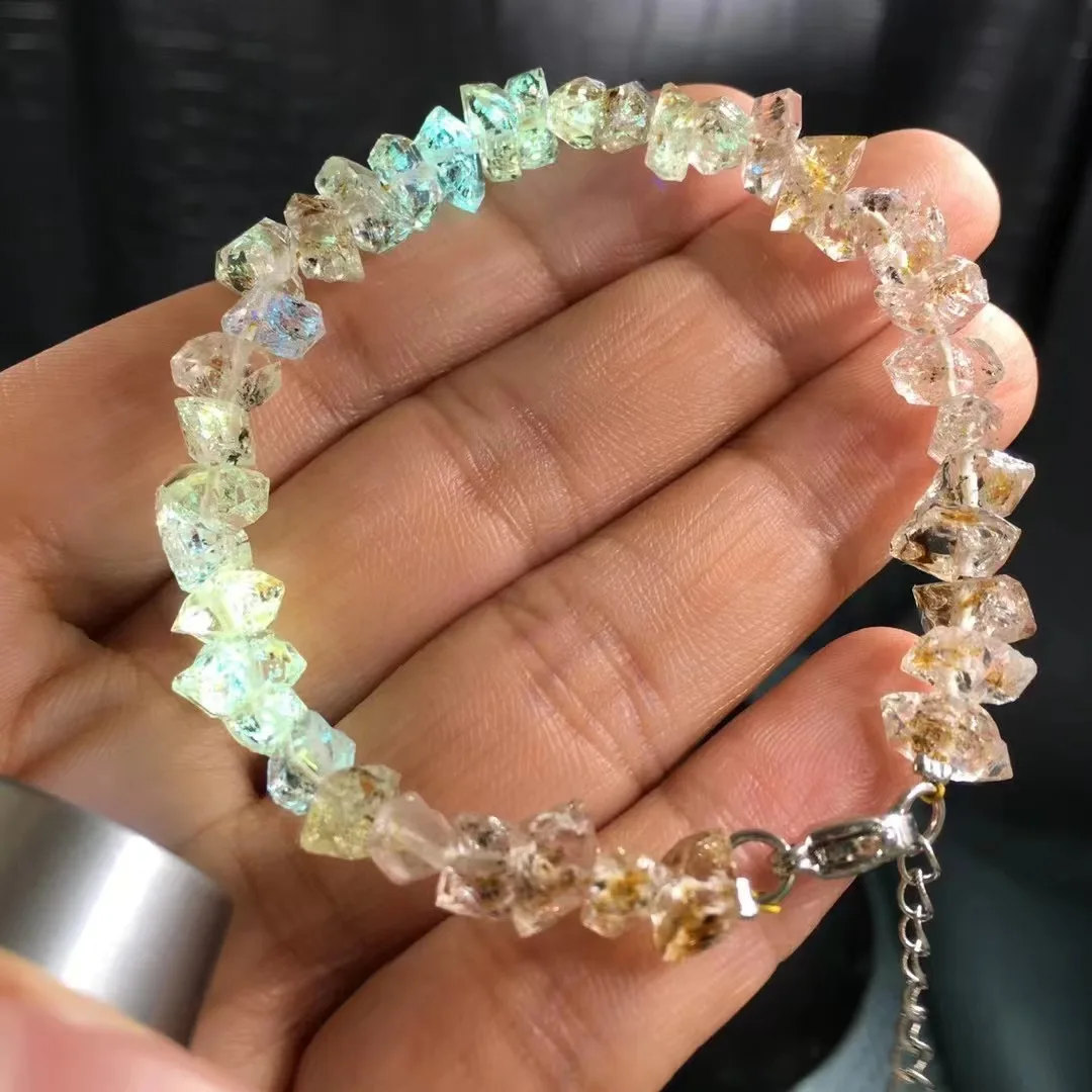 Unit One Bracelet High Quality  Hot Natural Oil Gall Herkimer Diamond Crystal Healing Bracelet For Jewelry Gift