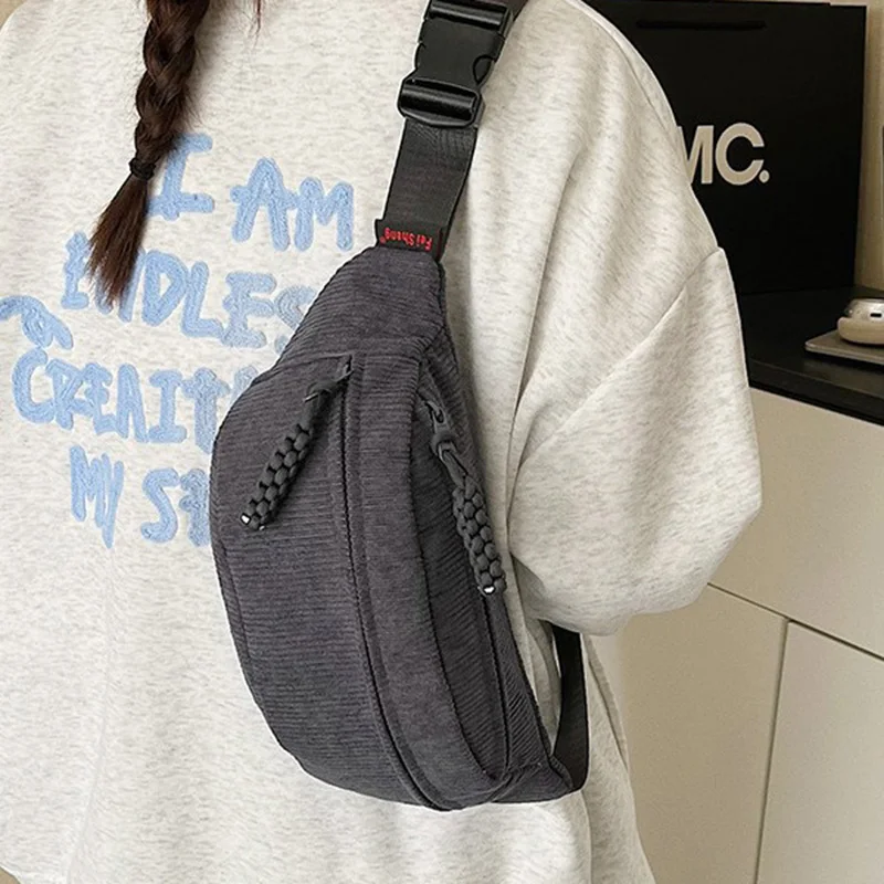 Chest Pack Banana Bag for Women Sling Crossbody Waist Pack Canvas Running Waist Bag Casual Fanny Packs Sport Half Moon Belt Bag