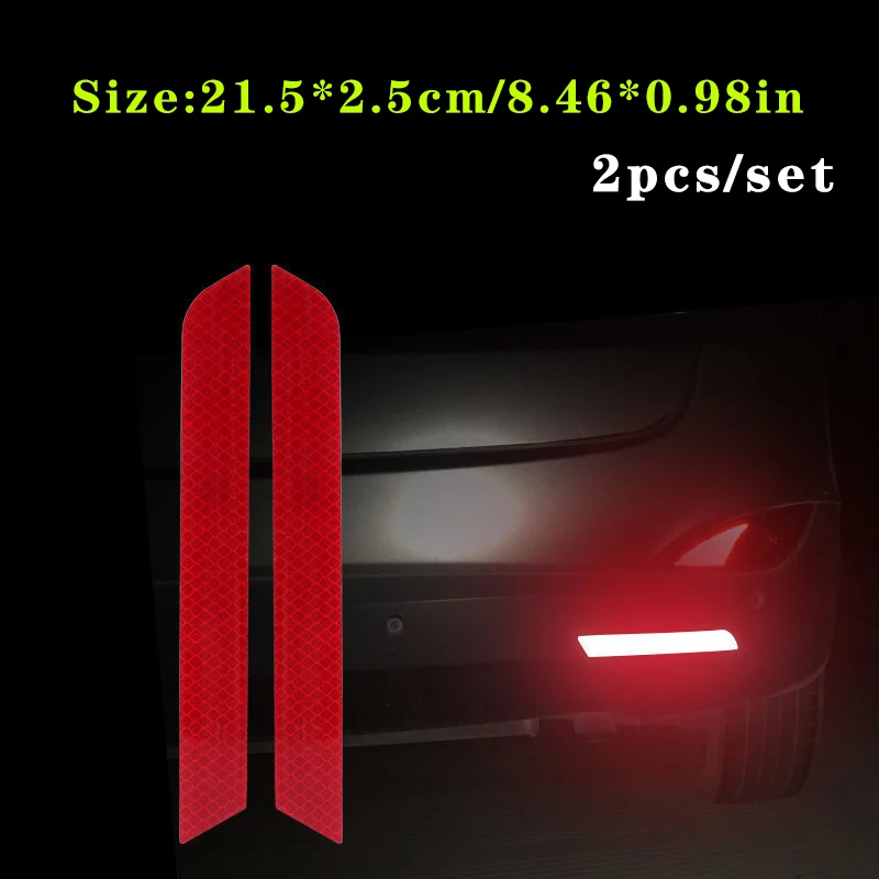 2pcs/set Car Bumper Reflective Safety Strip Stickers Car Rear Bumper Reflective Sticker Reflective Warning Safety Tape