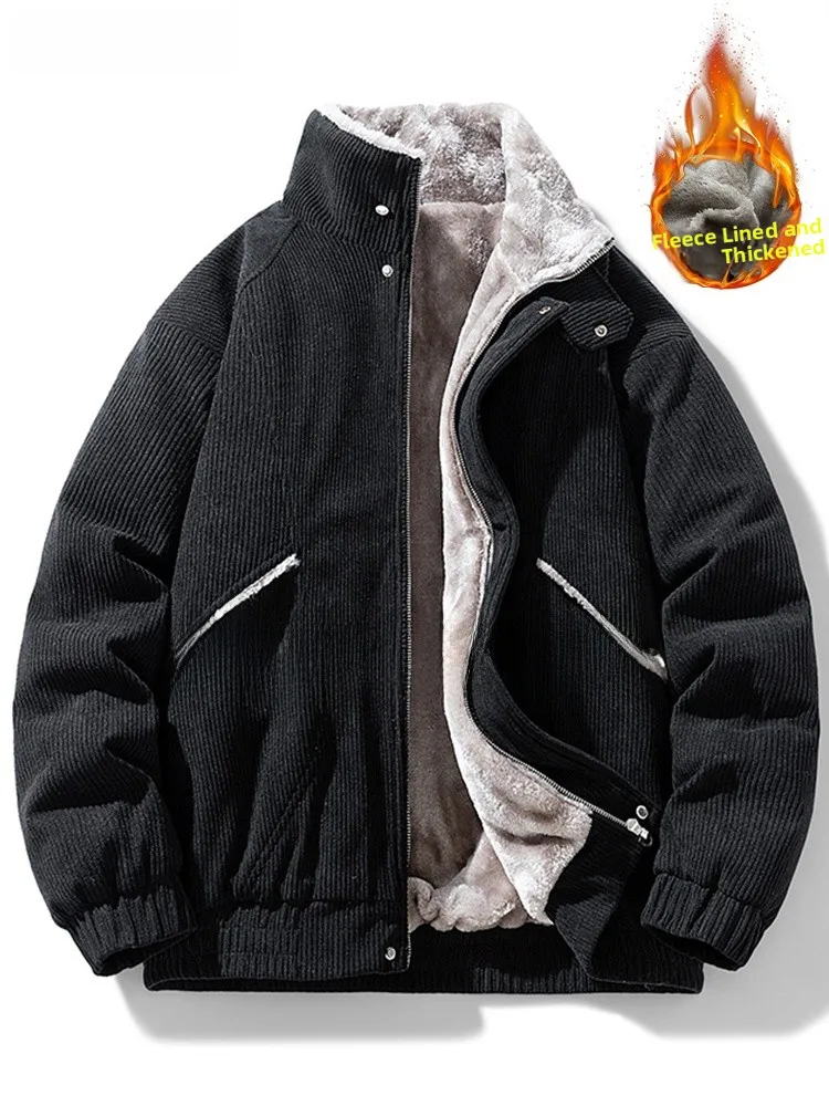 

Мужская хлопковая зимняя утепленная куртка с подкладкой из овечьего флиса, модное городское пальто оверсайз с длинными рукавами на молнии