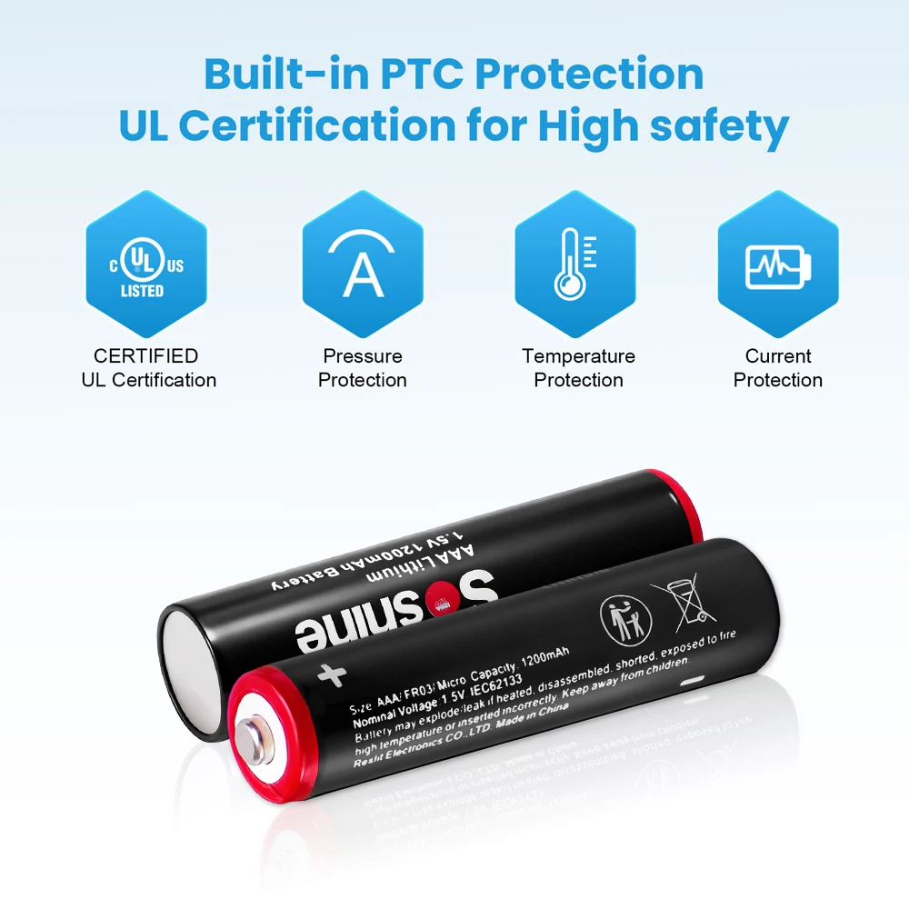Soshine 1.5 Volt 1200mAh Batteries AAA 1.5V Lithium Battery Non-Rechargeable Battery for Flashlights Electronic Doorbell Toys