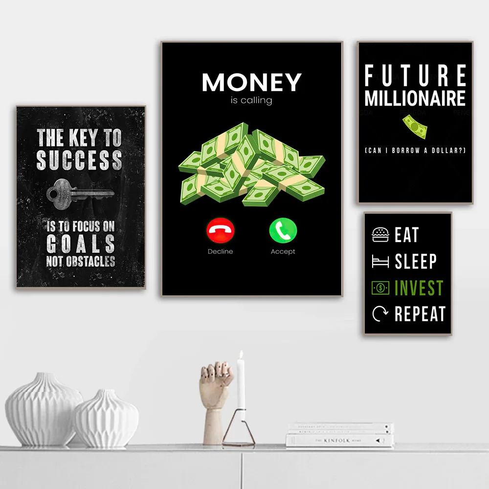 Motivational Quotes Modular Pictures Money Is Calling Eat Sleep Invest Repeat Canvas Paintings Modern Wall Art Printed Poster