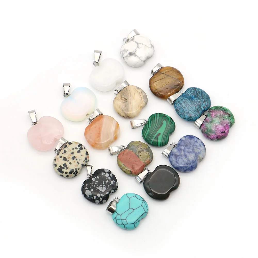 

Creative Natural Stone Crystal Agate Polished Apple-shaped Single-Hole Bail Pendant DIY Necklace Jewelry Accessories Materials