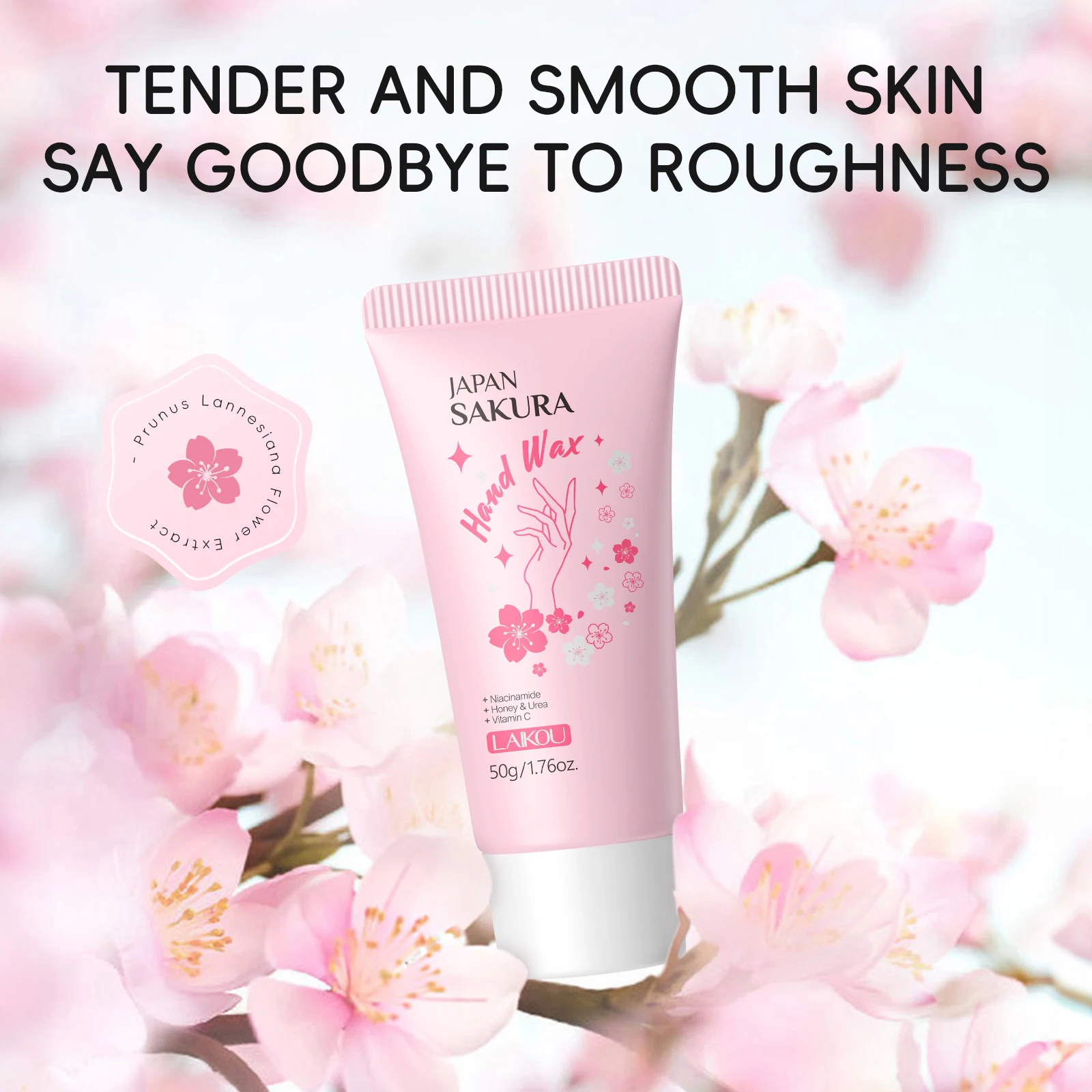 LAIKOU Japan Sakura Hand Wax Softening Hand Treatment Dead Skin Exfoliator Smoothing Hand Spa Moisturizing Therapy 50g