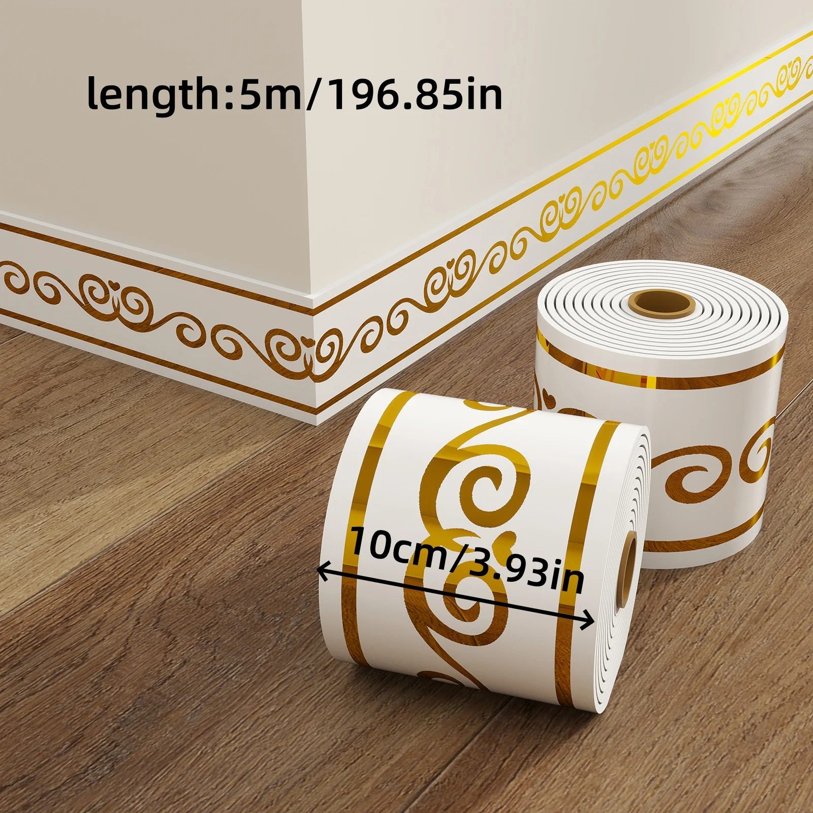 1pc 10cmx5m Anti-Scratch Baseboard Self-Adhesive Skirting Board Thickened Foam Wall Sticker Decor Protect Wall Edges