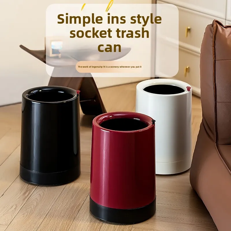 Lixeira simples doméstica, grande capacidade, sala de estar, quarto, balde de armazenamento, polia oculta descoberta, lata de lixo multifuncional
