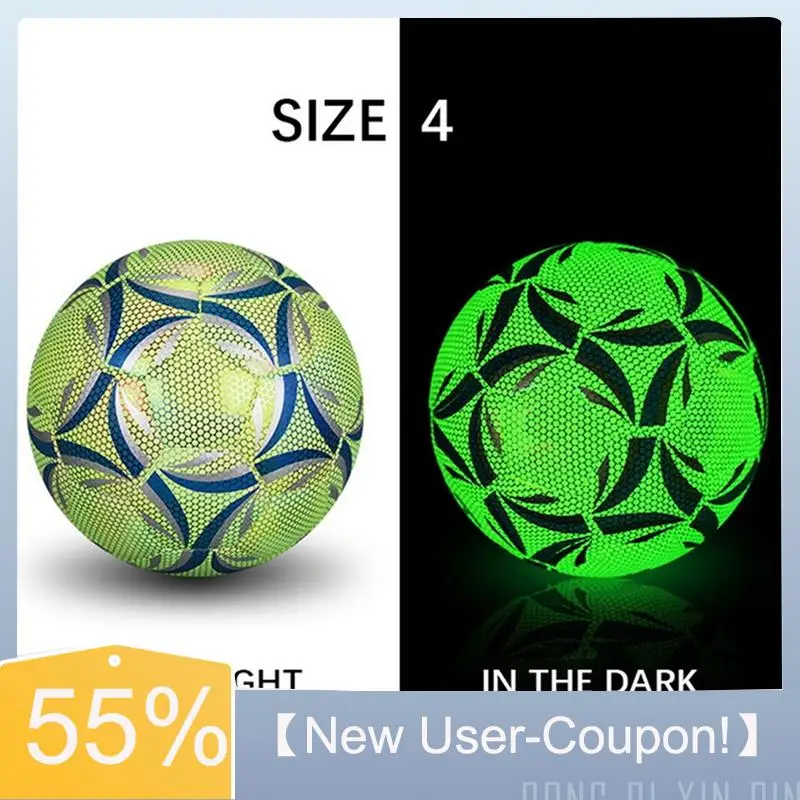 【New User-Coupon!】Reflective Football Dazzling Glow In The Dark Training And Game Ball Long-Lasting Brightness
