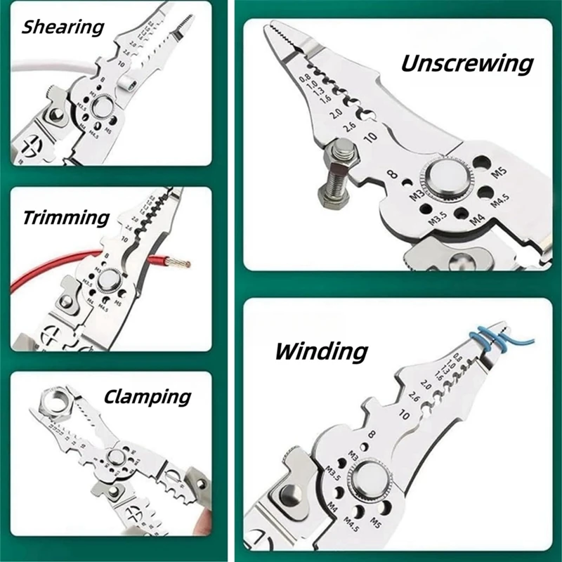 คีมปอกสายไฟแบบมืออาชีพ, คีมตัดและคีมย้ํา, เครื่องมือจัดการสายเคเบิลมัลติฟังก์ชั่น, ใช้งานได้หลากหลายทนทาน