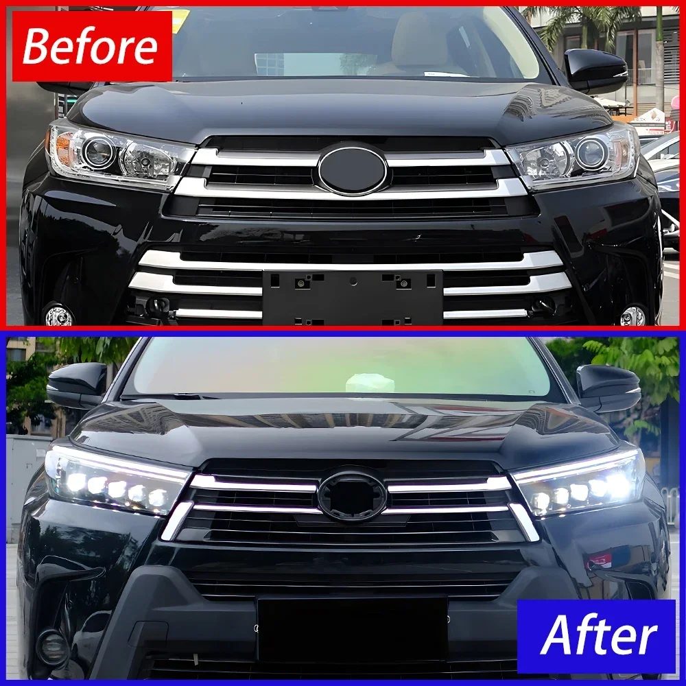

Автомобильные фары для Toyota Highlander Kluger 2018-2021, светодиодные передние фары в сборе, модернизированные, с пятью линзами-проекторами, аксессуары