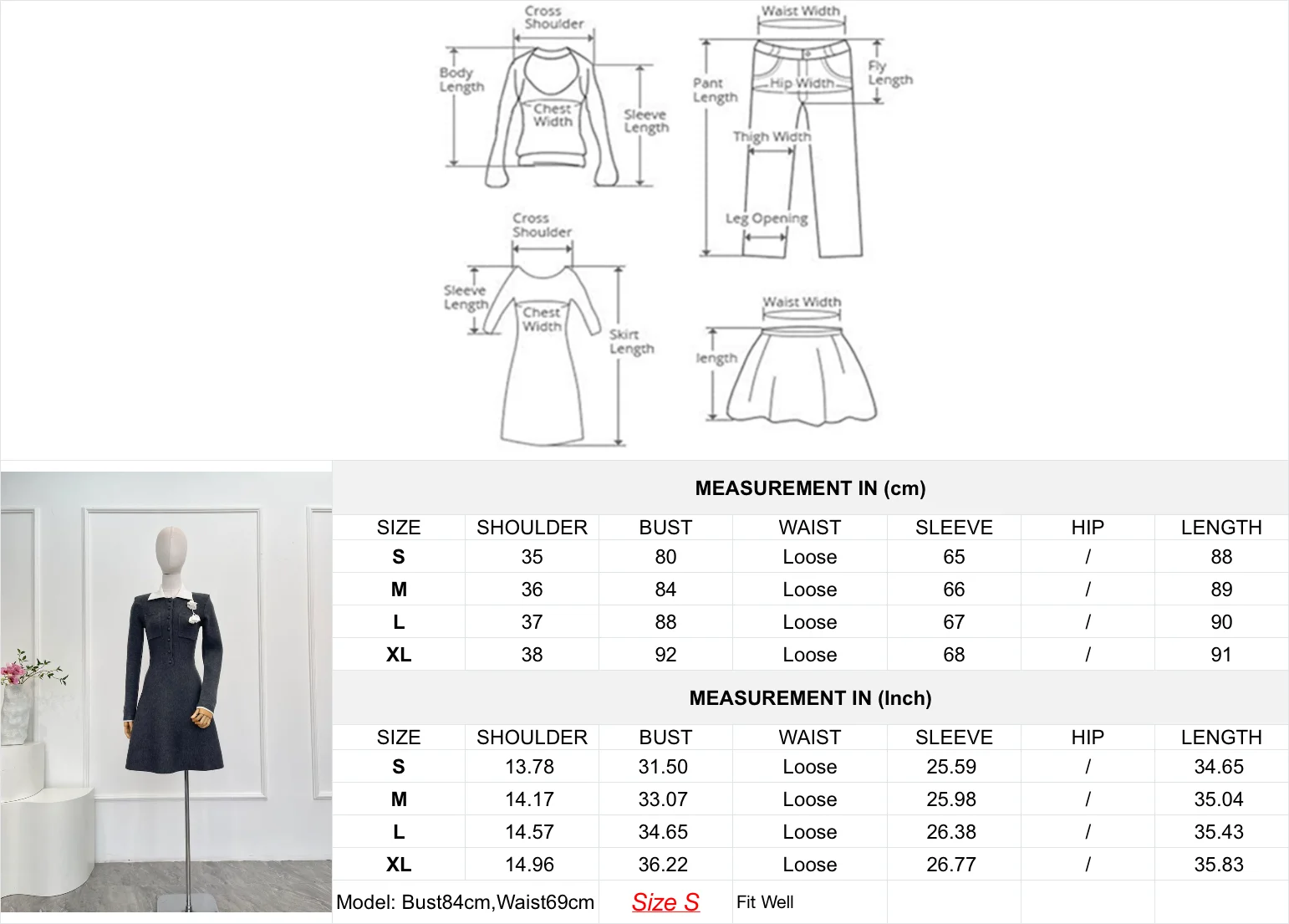 فستان نسائي قصير 2025 عالي الجودة رمادي كم طويل طيات أنيقة