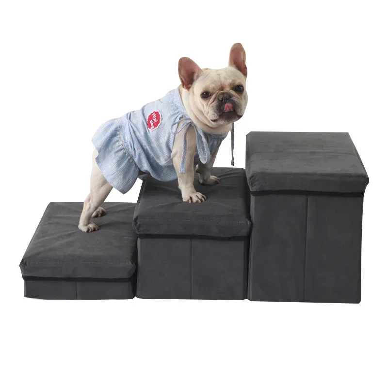 Pet products explosion foldable soft three-layer storage box dog steps small   indoor dog stairs